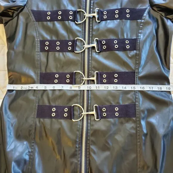 VTG TRIPP NYC Black Trench Coat Jacket Punk Gothic Hellraiser Bondage Men's M - Picture 13 of 16